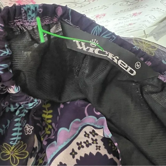 Wicked dress paisley print purple green blue white long maxi halter padded top - Picture 9 of 12